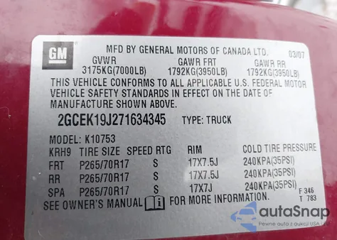 2007 Chevrolet Silverado 1500 Lt2 из США, поврежденный, VIN 2GCEK19J271634345